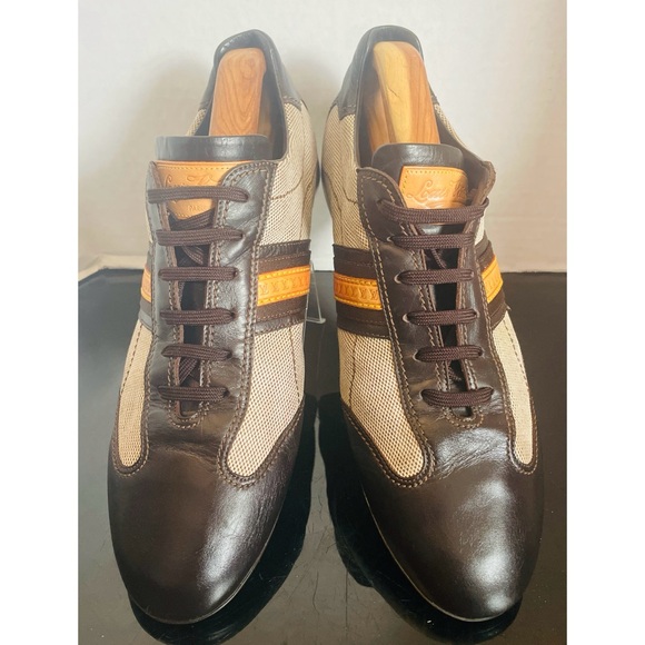 Vintage Louis Vuitton Brown/Beige Leather And Canvas Low Top Sneakers Men’s SZ10